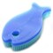 Norpro Silicone Dish Brush - Double Sided Multi Use Veggie Scrubber Pot Holder - Blue (Fish)